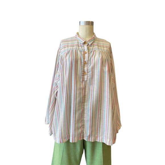 1970s pinstriped cotton tunic by jones size large hippie boho candy striped 38 - Picture 8 of 8